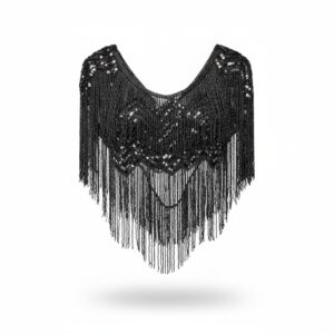 8859 - Black Beaded Shawl, Chevron Pattern