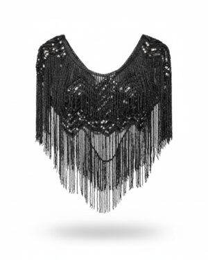 8859 - Black Beaded Shawl, Chevron Pattern