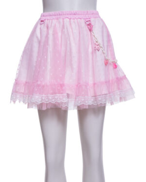 7291 - Lace Reflective Puff Skirt with Charm Link Chain
