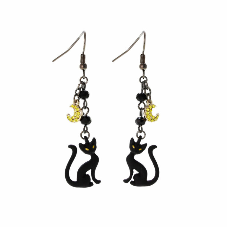 25776 - Cat Moon Bead Fishhook Earring..Size: 0.5x2.5in