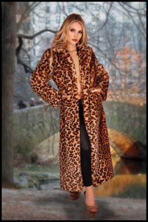 2633 - Faux Fur Leopard Long Coat