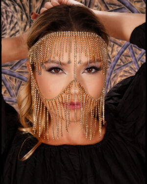 71186 - Rhinestone Fringe Mask Headpiece