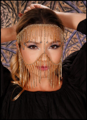 71186 - Rhinestone Fringe Mask Headpiece