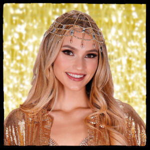 71190 - Gem and Rhinestone Cap Headpiece