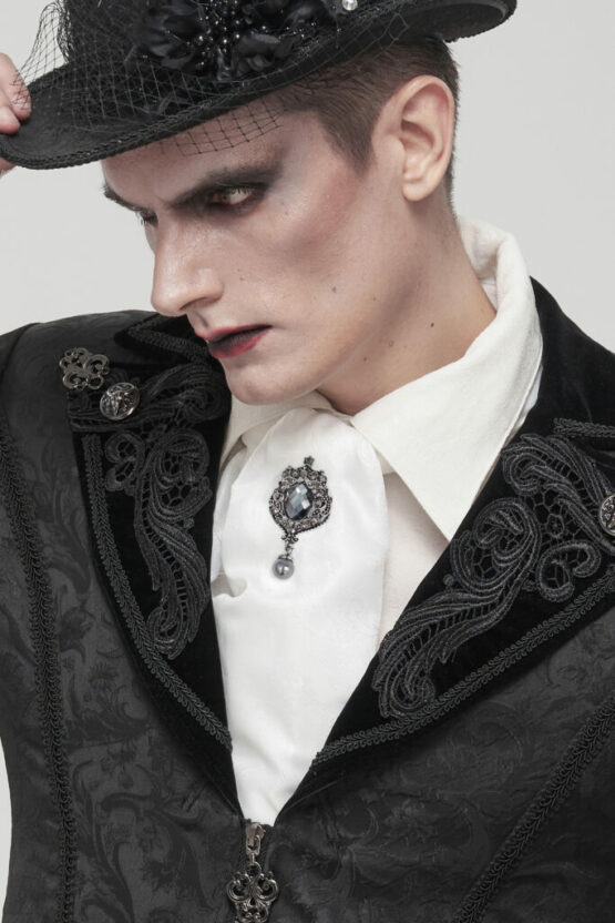 AS11102 - White Victorian Scarf With Pendant - Image 2