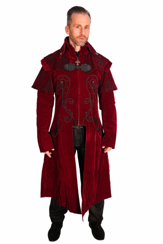 CT13402 - Men's Red Gothic Winter Coat - Image 3