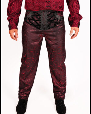 PT15902 - Gothic Laced up Zip up Red Pants