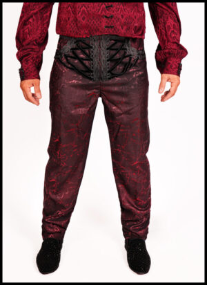 PT15902 - Gothic Laced up Zip up Red Pants