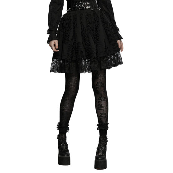 WLQ101 - Gothic Lace Overlay Skirt - Image 2