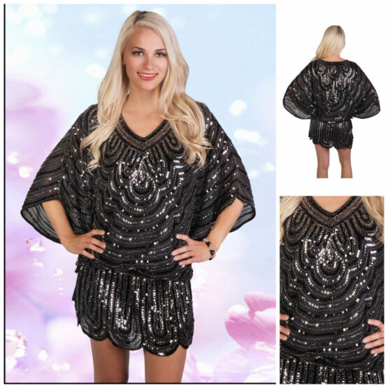 2443 - Beaded Dress Black - Image 3
