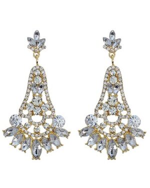 24538 - Gold Chandelier Rhinestone Earrings