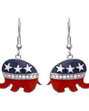 24750 - USA Flag Elephant Hook Earring
