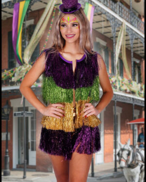2629 - 4 Row Mardi Gras Frill Vest-S/M