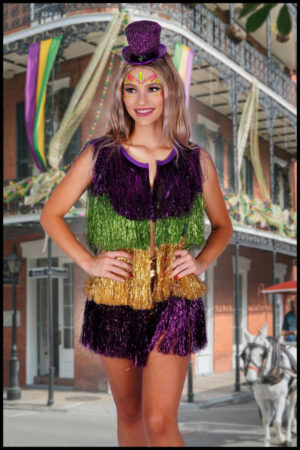 2629 - 4 Row Mardi Gras Frill Vest-S/M