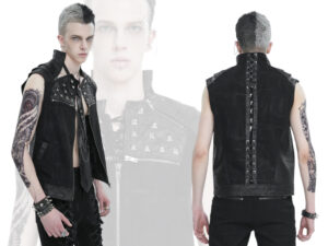 WT075 - Punk Studded Vest with Zipper Closure