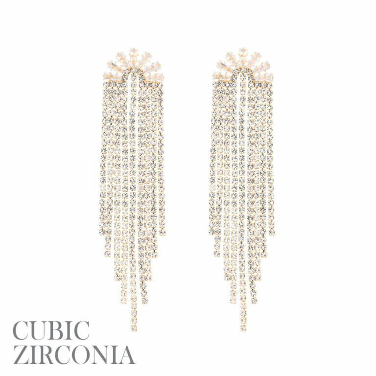 27899 - g rs cz baguette tassel ear-Gold - Image 2