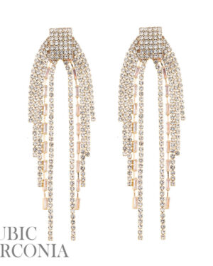 27906 - g rs cz baguette fringe tassel ear