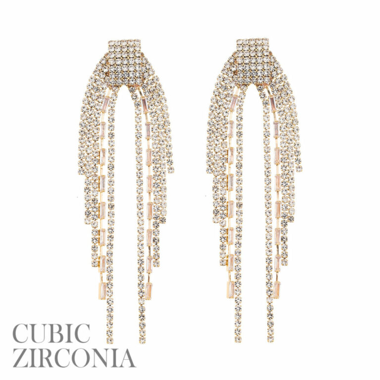 27906 - g rs cz baguette fringe tassel ear