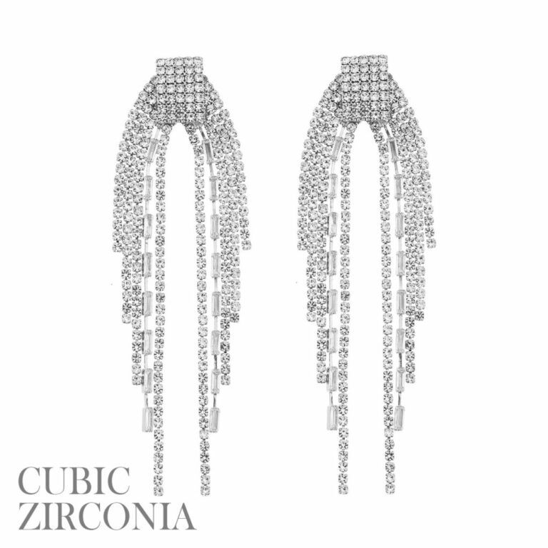 27906 - g rs cz baguette fringe tassel ear - Image 2