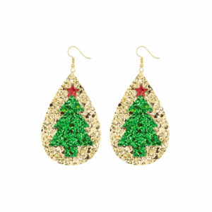 27933 - g glitter christmas tree teardrop earring