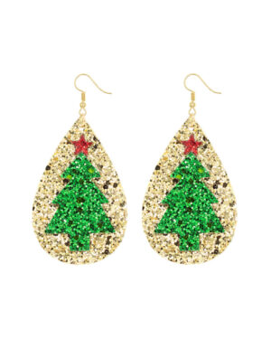 27933 - g glitter christmas tree teardrop earring