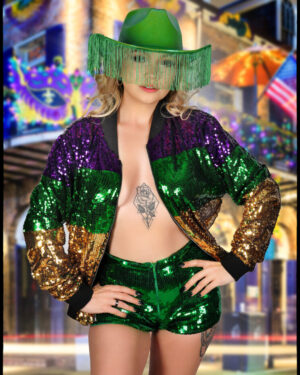 3858 - Mardi Gras Tri Color Sequin Jacket-L