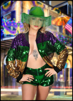 3858 - Mardi Gras Tri Color Sequin Jacket-L