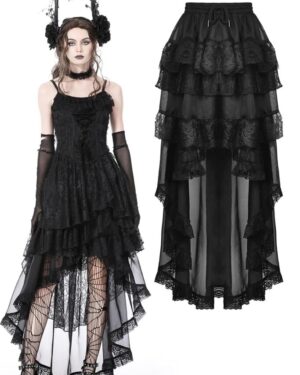 KW263 - Gothic Chiffon High Low Skirt