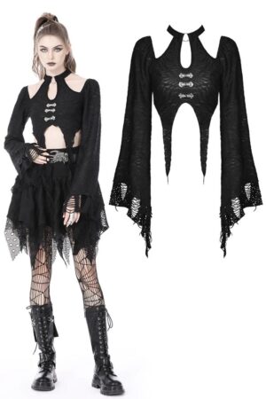 TW450 - Gothic Bell Sleeves Crop Top