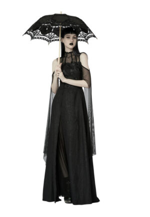 WS549 - Gothic Cotton Lace Parasol-Black