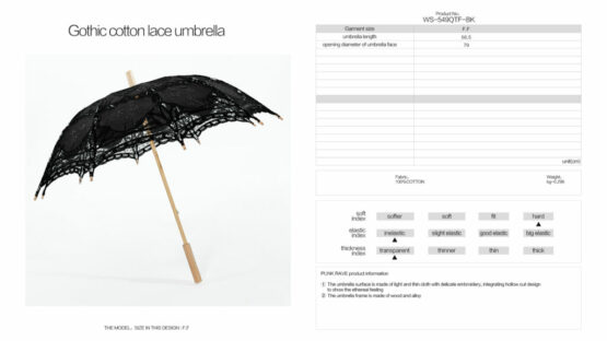 WS549 - Gothic Cotton Lace Parasol-Black - Image 2