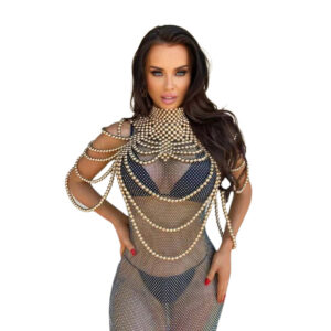 14613 - Pearl chunky body chain - Brown