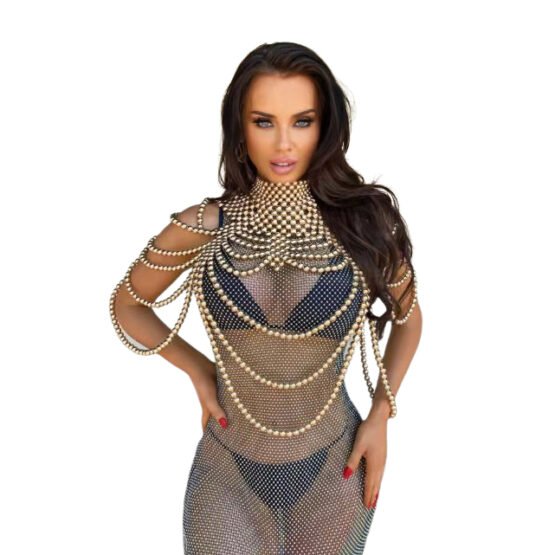 14613 - Pearl chunky body chain - Brown