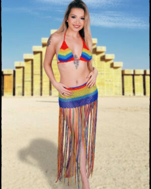 2266 - Rainbow Crochet Set with Skirt Fringes