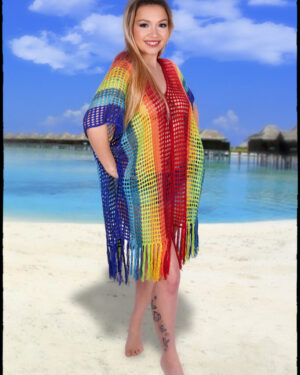 2267 - Rainbow Crochet Cover Up Tunic