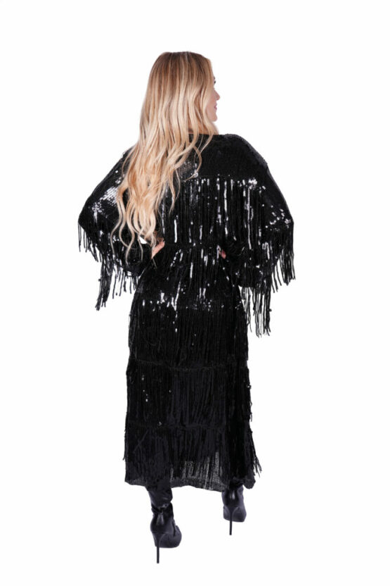 2556 - Long Black Sequin Duster-O/S - Image 2