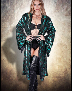 2558 - Sequin Checkered Kimono