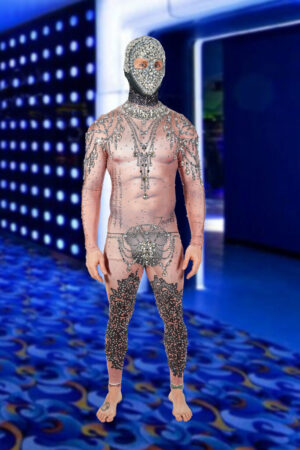 7240 - Rhinestone Stretchy bodysuit w/mask