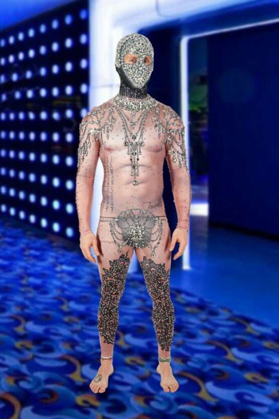 7240 - Rhinestone bodysuit w/mask