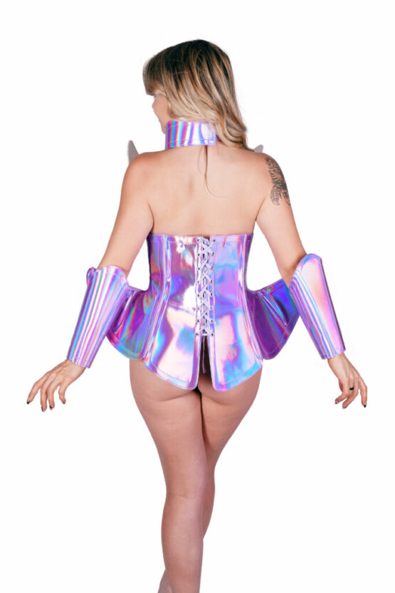 7923 - Neon Green PU Galactic Bodysuit with Arm Sleeve - Image 3