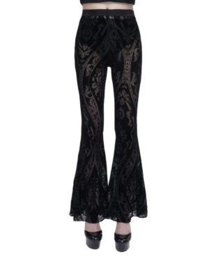 PT192 - Velvet Burnout Mesh Flare Pants
