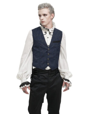 WT6902 - Jacquard Print Long Tail Vest-Blue-M