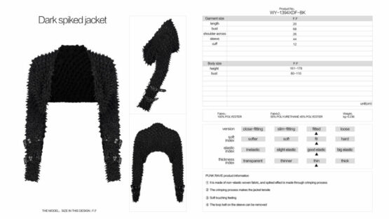 WY1394 - Dark Spiked cropped Jacket - Image 6