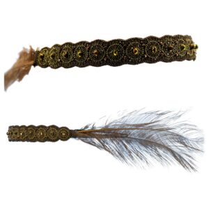71184 - Flapper Beaded Headband with Feathers