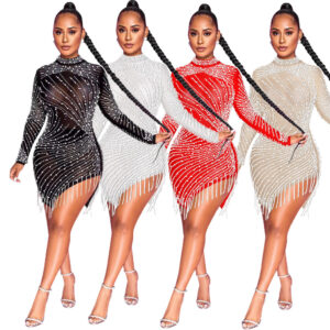 7194 - Rhinestone Mesh Dress