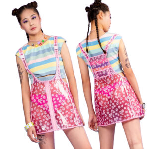 7286 - Chrysanthemum Print Vinyl Strap dress/Skirt