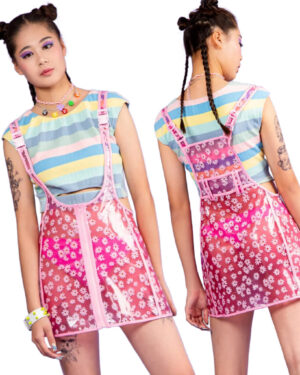 7286 - Chrysanthemum Print Vinyl Strap dress/Skirt