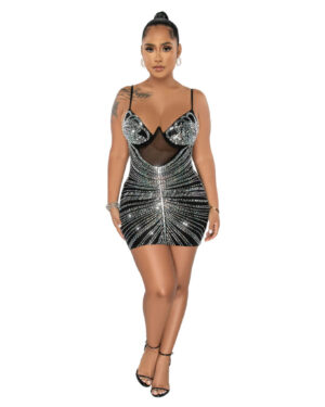 7520 - Underwire Bra with Mesh and Rhinestone Dress