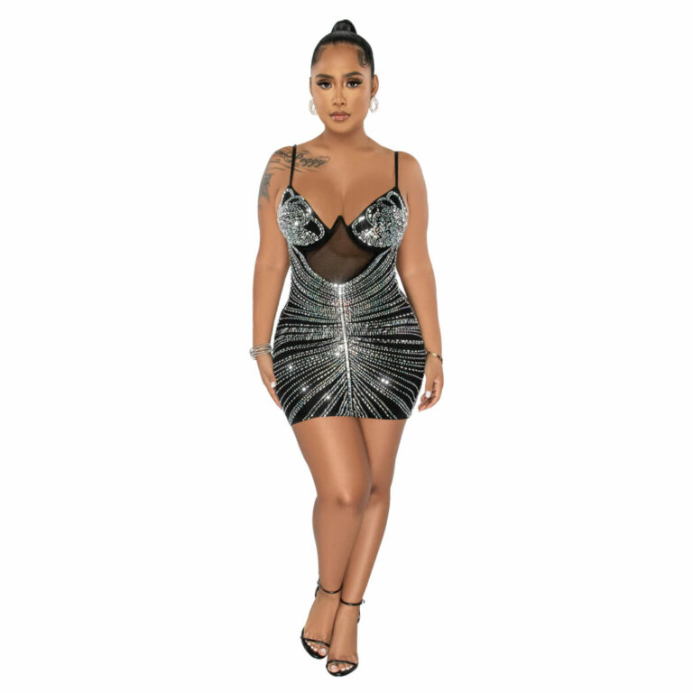 7520 - Underwire Bra with Mesh and Rhinestone Dress