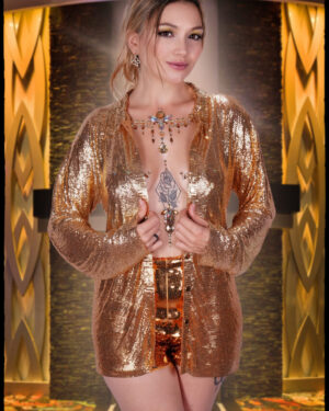 94049 - Gold Metal Mesh Top